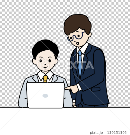 OJT　実践する後輩を指導する先輩 教育 研修 イラスト 139151593