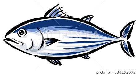カツオ(青魚) 筆タッチ手描きイラスト カツオ(青魚) 筆タッチ手描きイラスト 139152075
