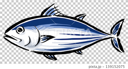 鰹魚（藍魚）－手繪筆觸風格插圖 139152075