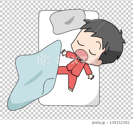 一幅男孩睡眠習慣不良的插圖 一幅男孩睡眠習慣不良的插圖 139152302