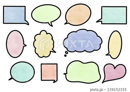 シンプルでかわいい手描きの吹き出しセット パステル調 シンプルでかわいい手描きの吹き出しセット パステル調 139152335