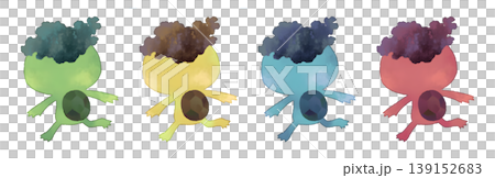 一組 4 個 Kappa(水妖)背面圖(綠色、黃色、藍色、紅色),水彩風格,透明 PNG 格式。 一組 4 個 Kappa(水妖)背面圖(綠色、黃色、藍色、紅色),水彩風格,透明 PNG 格式。 139152683