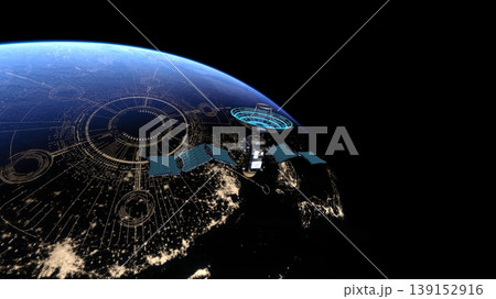 人工衛星と地球 人工衛星と地球 139152916