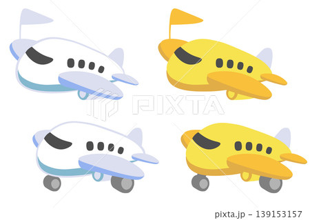 旗を持つカワイイ飛行機のイラストセット 139153157