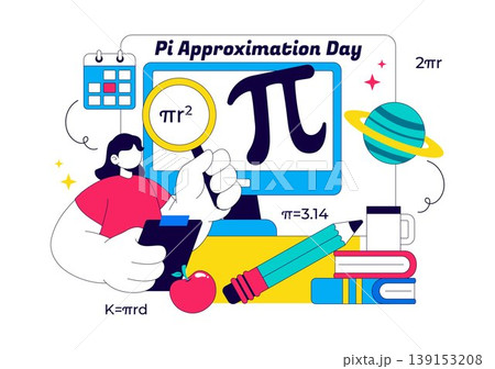 Pi Approximation Day Vector Illustration Featuring Mathematics Concepts With Pi Symbol, Numbers, Calculator, Education Elements, And Baked Sweet Pie Pi Approximation Day Vector Illustration Featuring Mathematics Concepts With Pi Symbol, Numbers, Calculator, Education Elements, And Baked Sweet Pie 139153208