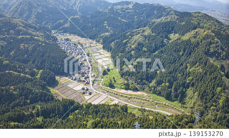 春の富山県朝日町の笹川地区周辺 139153270
