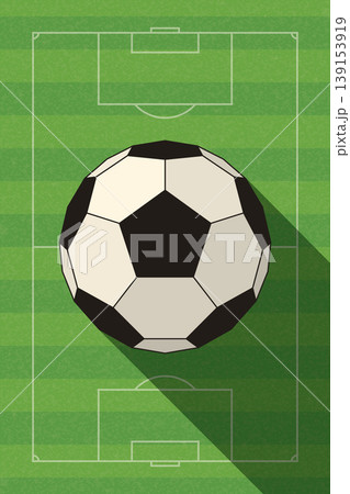 Polygon soccer ball on soccer field vertical background have blank space. 139153919