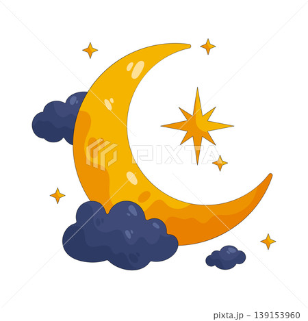 Illustration of crescent moon 139153960