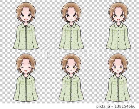Girl in casual clothes, facial expression set C Girl in casual clothes, facial expression set C 139154666