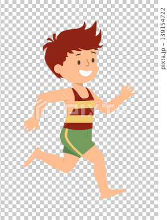 Happy young boy running in summer outfit playful active child Happy young boy running in summer outfit playful active child 139154722