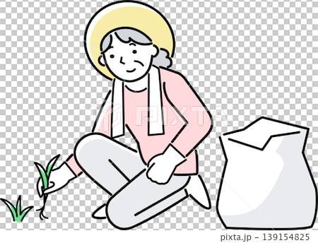 Senior woman doing weeding work Senior woman doing weeding work 139154825