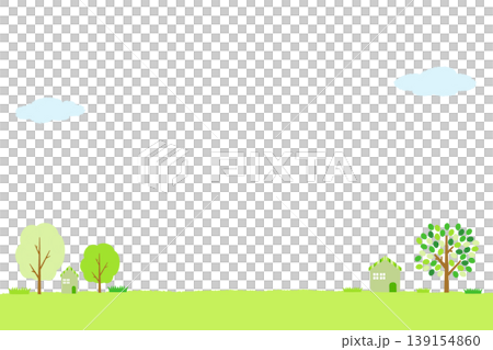 Green and house landscape frame - May green background frame 139154860