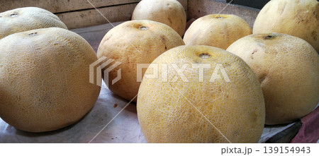 Piles of Fresh Melons at the Traditional Market 139154943