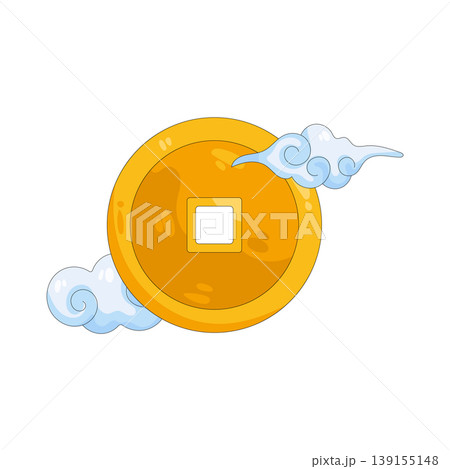 Illustration of Chinese gold coin Illustration of Chinese gold coin 139155148