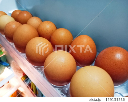 photo of chicken eggs in the refrigerator photo of chicken eggs in the refrigerator 139155286