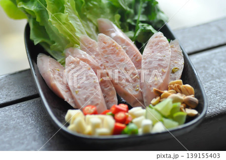 pickled pork sausage, fermented pork and chili or sour pork with vegetable 139155403