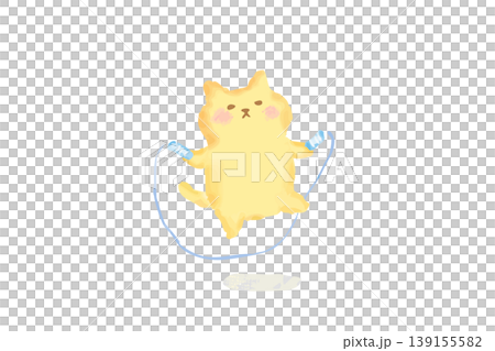 縄跳びをする可愛いねこ 水彩イラスト素材 縄跳びをする可愛いねこ 水彩イラスト素材 139155582