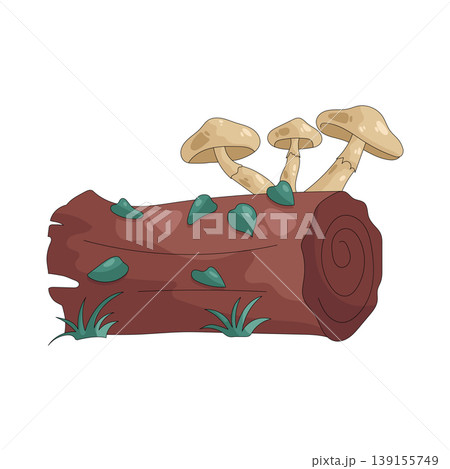 Illustration of mossy log with mushrooms growing on top Illustration of mossy log with mushrooms growing on top 139155749
