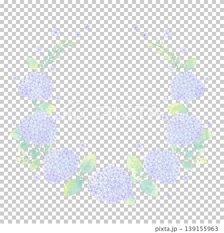Hydrangea wreath, watercolor-style illustration 139155963