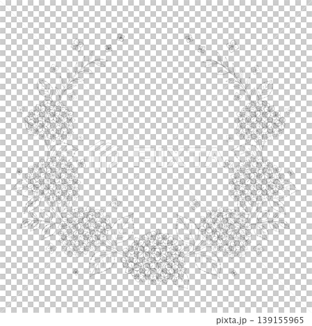 紫陽花のリース 線画イラスト 紫陽花のリース 線画イラスト 139155965