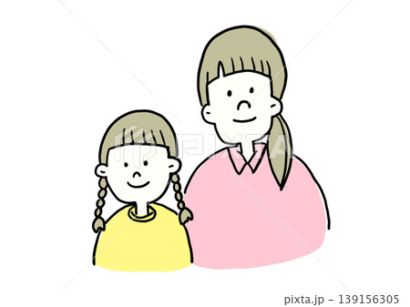 笑顔の女の子と母親のイラスト 139156305