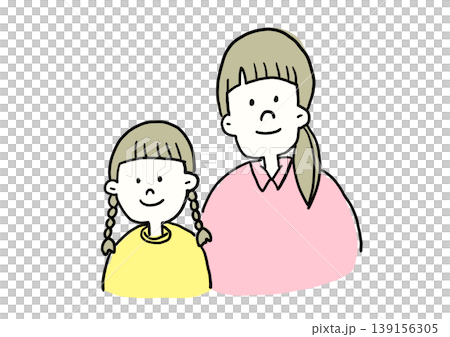 笑顔の女の子と母親のイラスト 139156305