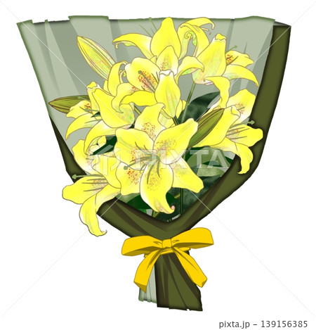 黄色いユリの花束 139156385