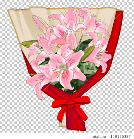 粉紅色百合花束 139156387