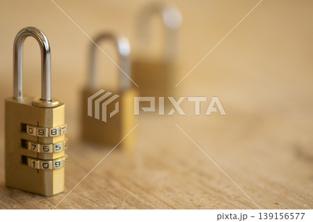 Layered combination padlocks for advanced cybersecurity concept 139156577