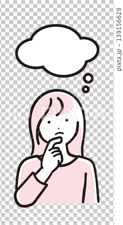 悩んでいる女性のシンプルカラーのイラスト 悩んでいる女性のシンプルカラーのイラスト 139156628