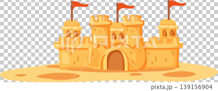 sand castle beach illustration cute cartoon seaside scene for travel and holiday concept sand castle beach illustration cute cartoon seaside scene for travel and holiday concept 139156904