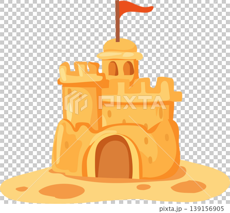 sandcastle beach illustration cute cartoon sand castle summer vacation seaside playful kids design sandcastle beach illustration cute cartoon sand castle summer vacation seaside playful kids design 139156905