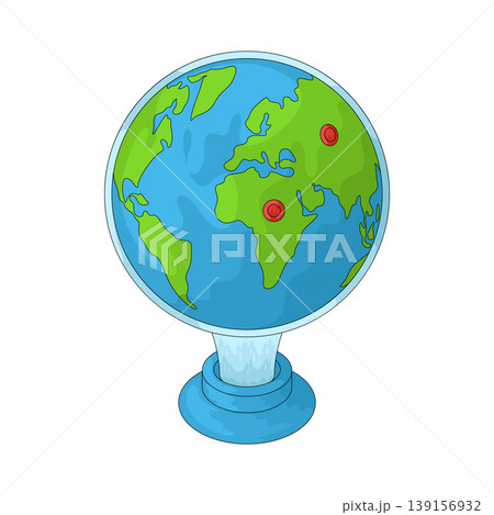 Illustration of Globe with Location Marker 139156932