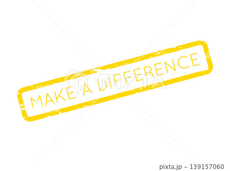 Bright yellow textured rubber stamp with the inspiring phrase MAKE A DIFFERENCE prominently displayed 139157060