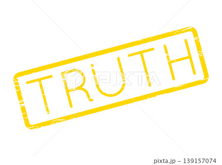 Distressed yellow rubber stamp impression featuring the profound word Truth representing honesty and reality Distressed yellow rubber stamp impression featuring the profound word Truth representing honesty and reality 139157074