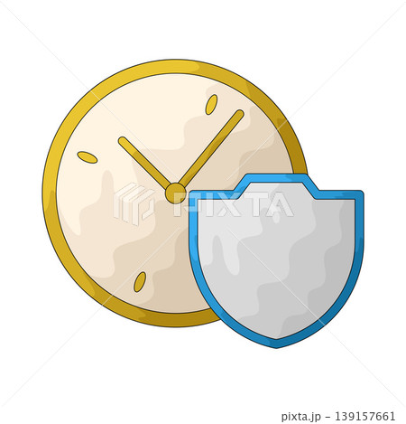 Illustration of clock with shield 139157661