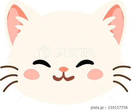 kawaii cute cat face. adorable kitten character with pink cheeks for kids art and stickers kawaii cute cat face. adorable kitten character with pink cheeks for kids art and stickers 139157756