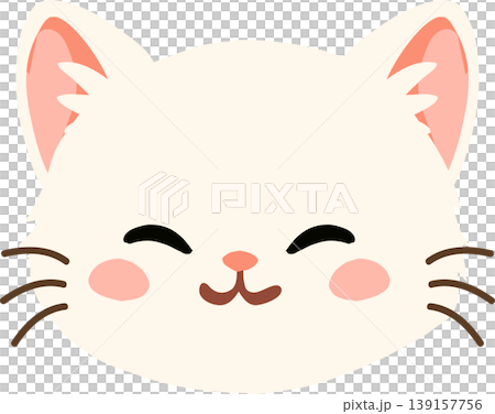 kawaii cute cat face. adorable kitten character with pink cheeks for kids art and stickers kawaii cute cat face. adorable kitten character with pink cheeks for kids art and stickers 139157756