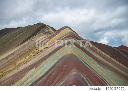 Serene vinicunca rainbow mountain peak featuring majestic colorful landscape 139157972
