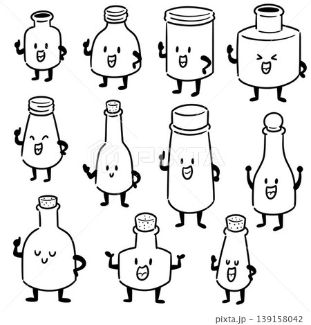 vector set of beverage bottle cartoon vector set of beverage bottle cartoon 139158042