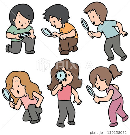 vector set of people using magnifying glass 139158082