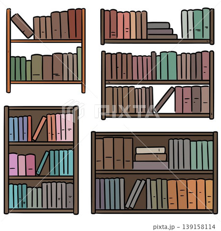 vector set of bookshelf 139158114