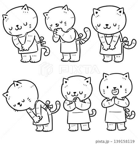 vector set of cat thankful pose vector set of cat thankful pose 139158119