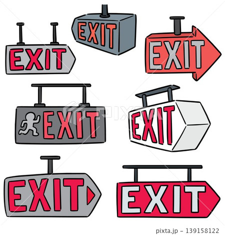 vector set of exit sign vector set of exit sign 139158122