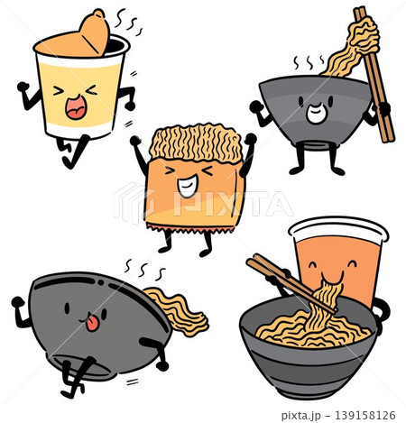 vector set of noodle cartoon 139158126
