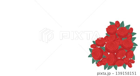 Banner with red roses in the shape heart on white background. Beautiful design for love celebrations, from weddings, Valentine's Day and otherth. Banner with red roses in the shape heart on white background. Beautiful design for love celebrations, from weddings, Valentine's Day and otherth. 139158151