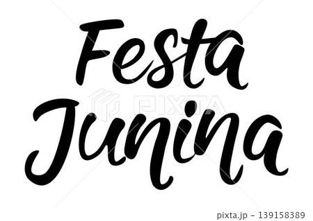 Elegant handwritten black lettering of Festa Junina. Simple and modern script typography for Brazilian June festival designs, posters, cards, invitations, and decorations 139158389