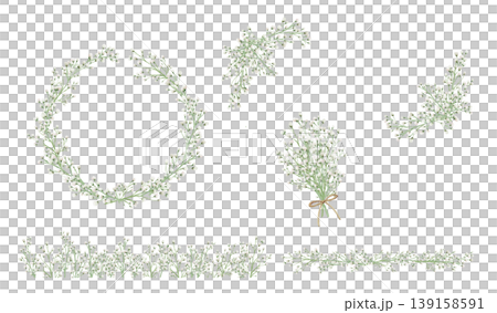 嬰兒滿天星裝飾相框、花圈和透明 PNG 素材套裝,適用於婚禮邀請卡設計。 嬰兒滿天星裝飾相框、花圈和透明 PNG 素材套裝,適用於婚禮邀請卡設計。 139158591