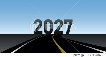 asphalt road direction 2027 blue sky background vector illustration asphalt road direction 2027 blue sky background vector illustration 139158872