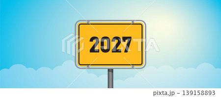 place name sing with number 2027 on blue sky background vector illustration place name sing with number 2027 on blue sky background vector illustration 139158893